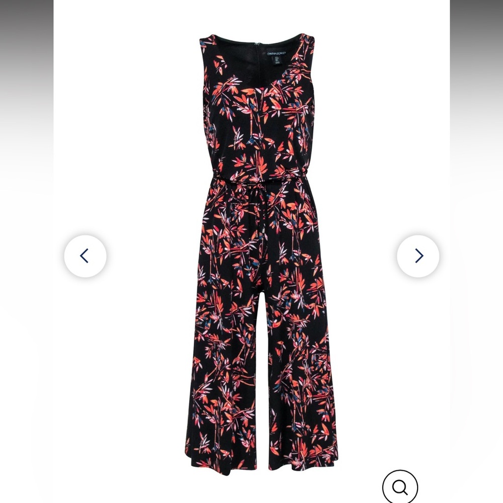 NWOT Cynthia Rowley - Black & Multi Color Sleeveless Jumpsuit w/ Waist Tie Sz S